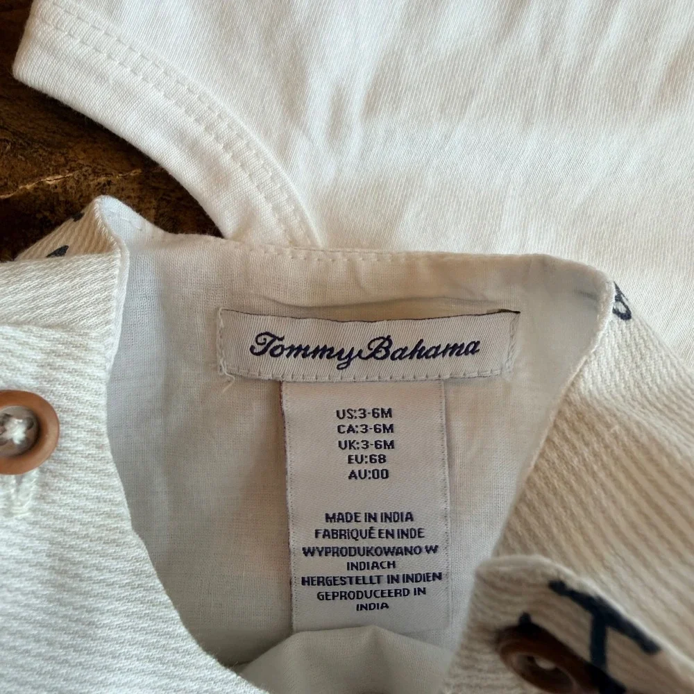 Tommy Bahama Kids Baby Boy 3-6M Nautical Anchor‎ Romper Bodysuit 2pc Set Travel